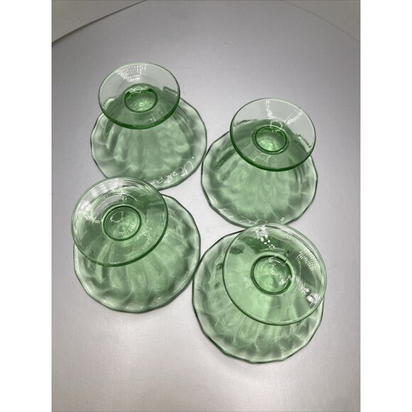 Vintage Fostoria Glass Green Individual Nut Dish Set/4 - Picture 5 of 8